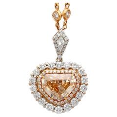 GIA Certified 5.78 Carat Fancy Color Shield Cut Diamond Pendant Necklace