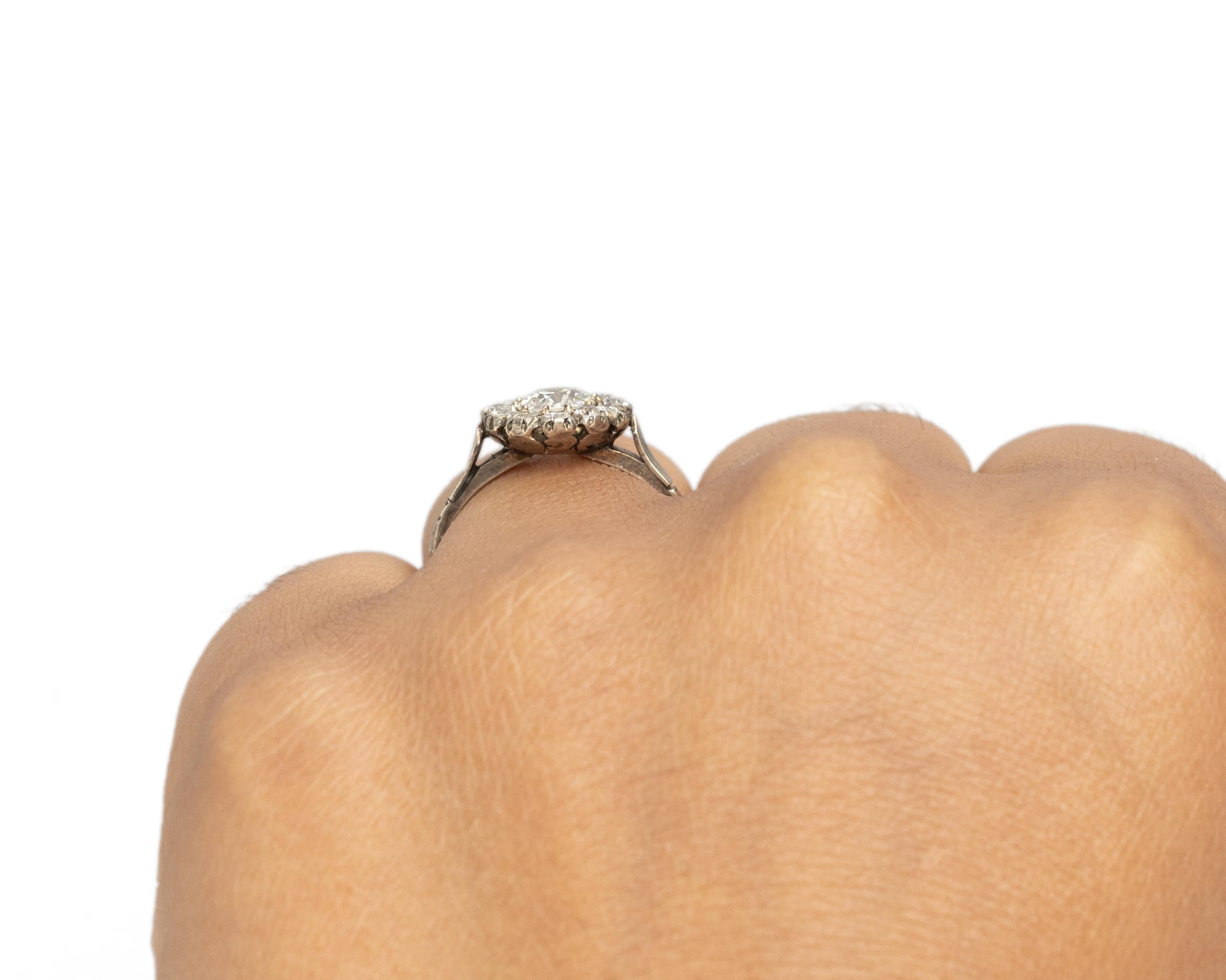 Old European Cut GIA Certified .58 Carat Art Deco Diamond 18 Karat White Gold Engagement Ring For Sale