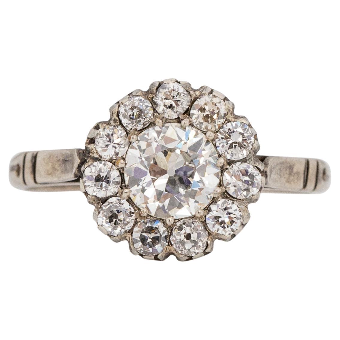 GIA Certified .58 Carat Art Deco Diamond 18 Karat White Gold Engagement Ring