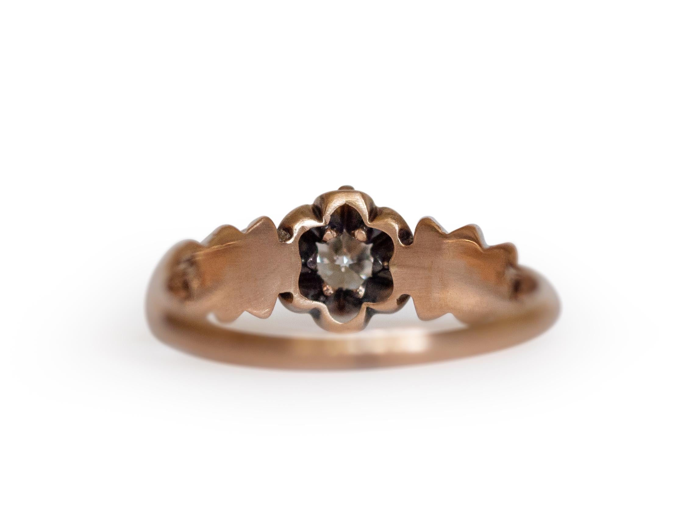 Edwardian GIA Certified .58 Carat Diamond Yellow Gold Engagement Ring For Sale
