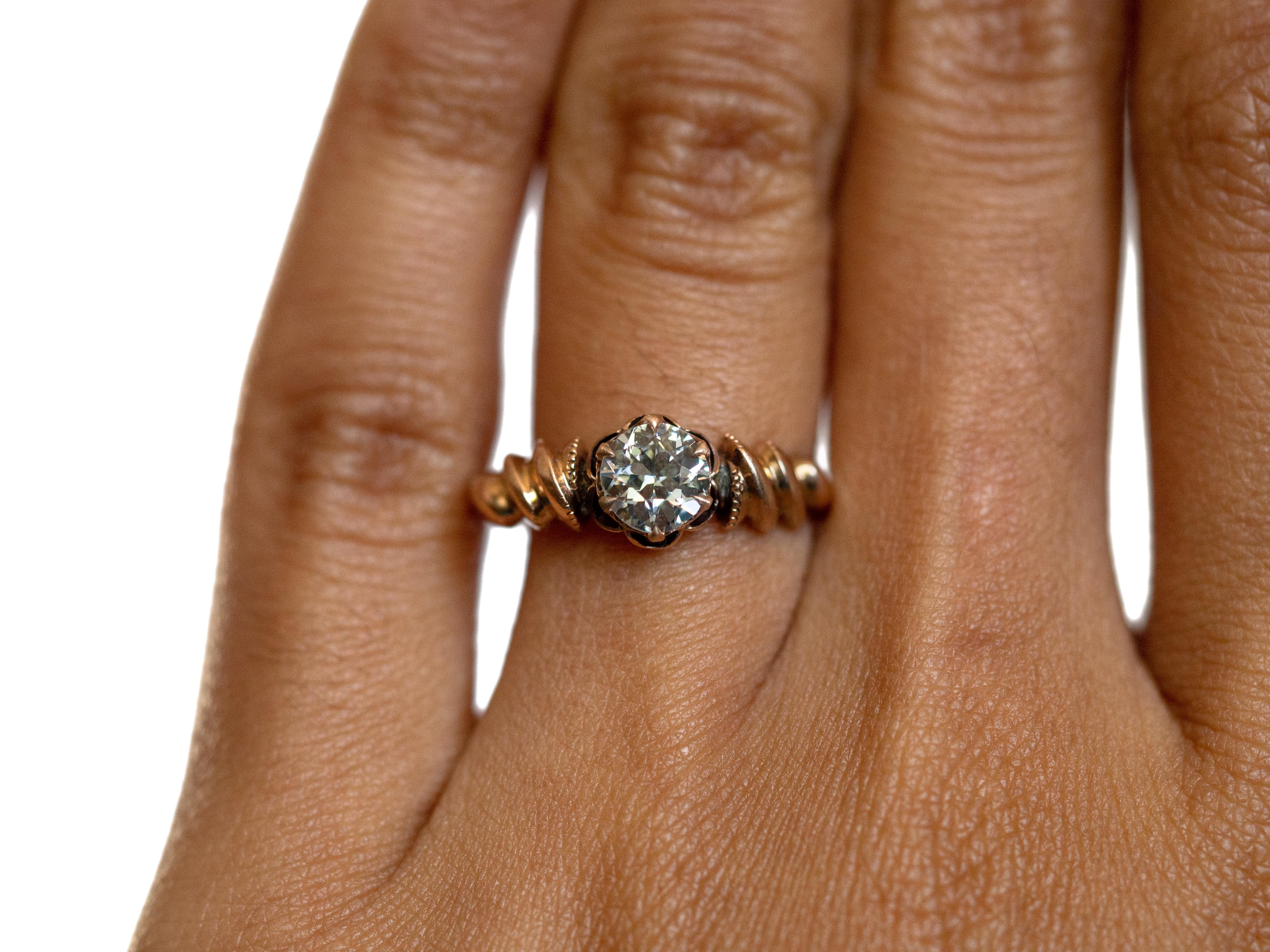 Verlobungsring mit GIA-zertifiziertem 0,48 Karat Diamant in Gelbgold für Damen oder Herren