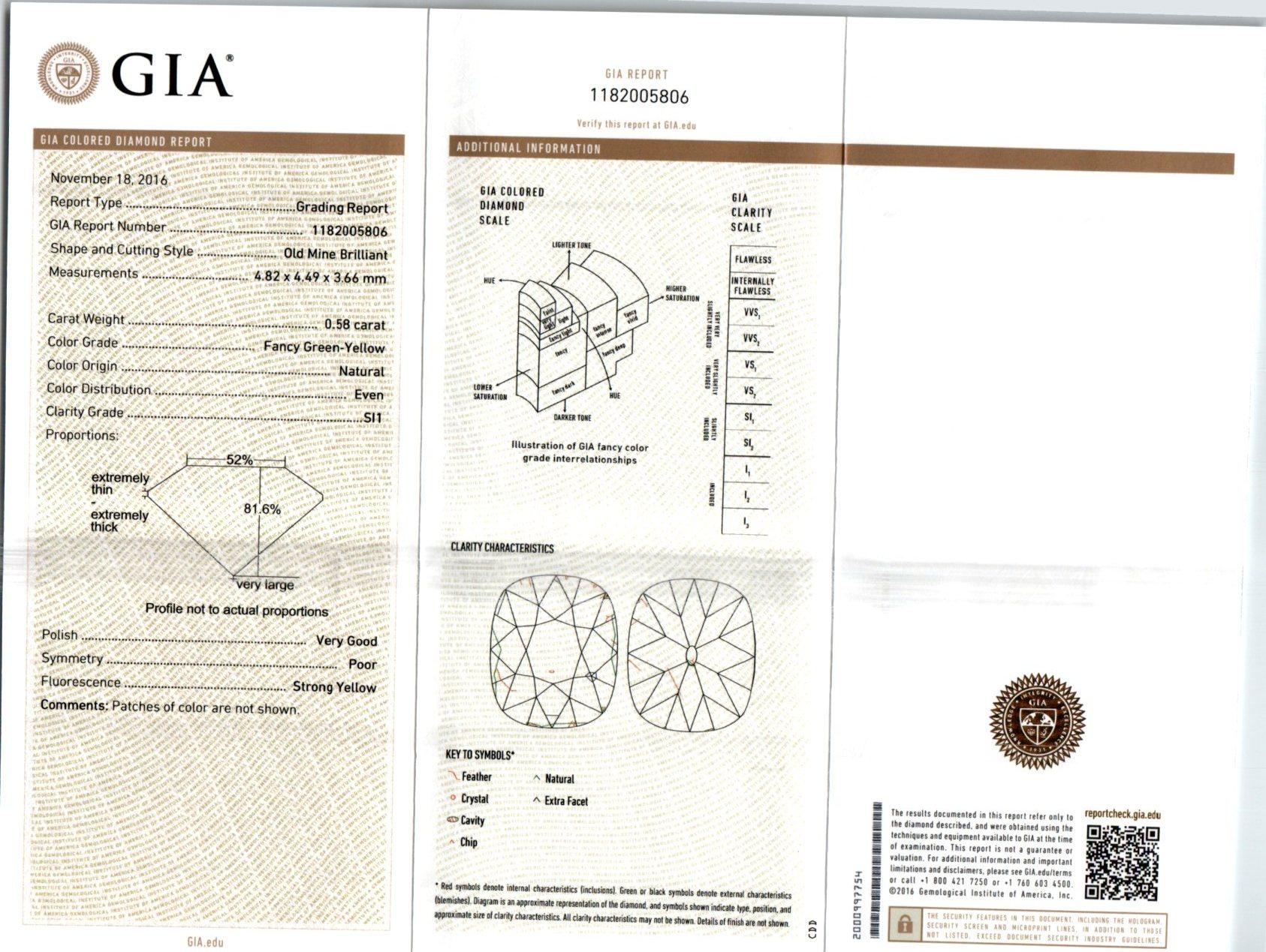 GIA-zertifizierter .58 Karat gelber Diamant-Platin-Verlobungsring im Angebot 2