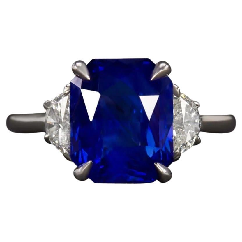 GIA Certified 5.80 Carat Blue Sapphire Diamond Ring