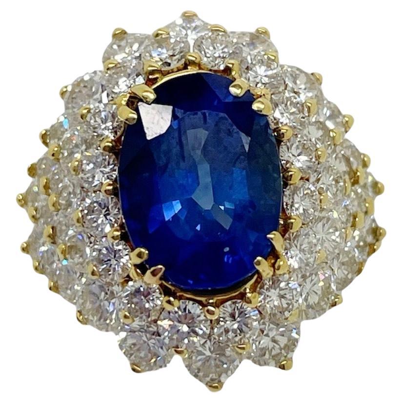 GIA Certified 5.82 Carat Ceylon Sapphire and Diamond Cocktail Ring For Sale