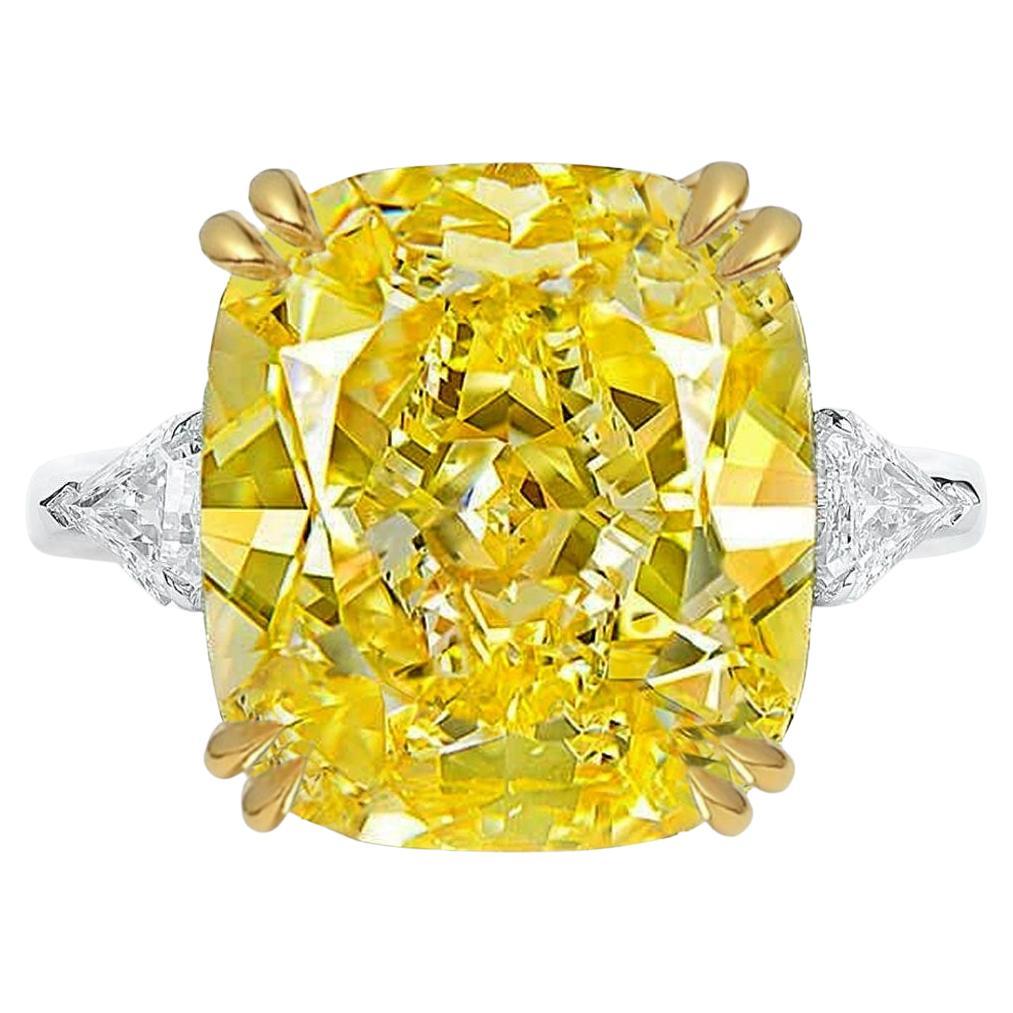 GIA Certified 5.82 Carat Fancy Yellow Diamond Solitaire Ring