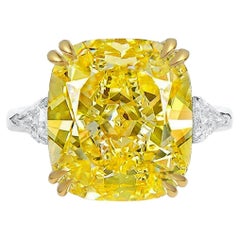 GIA Certified 5.82 Carat Fancy Yellow Diamond Solitaire Ring