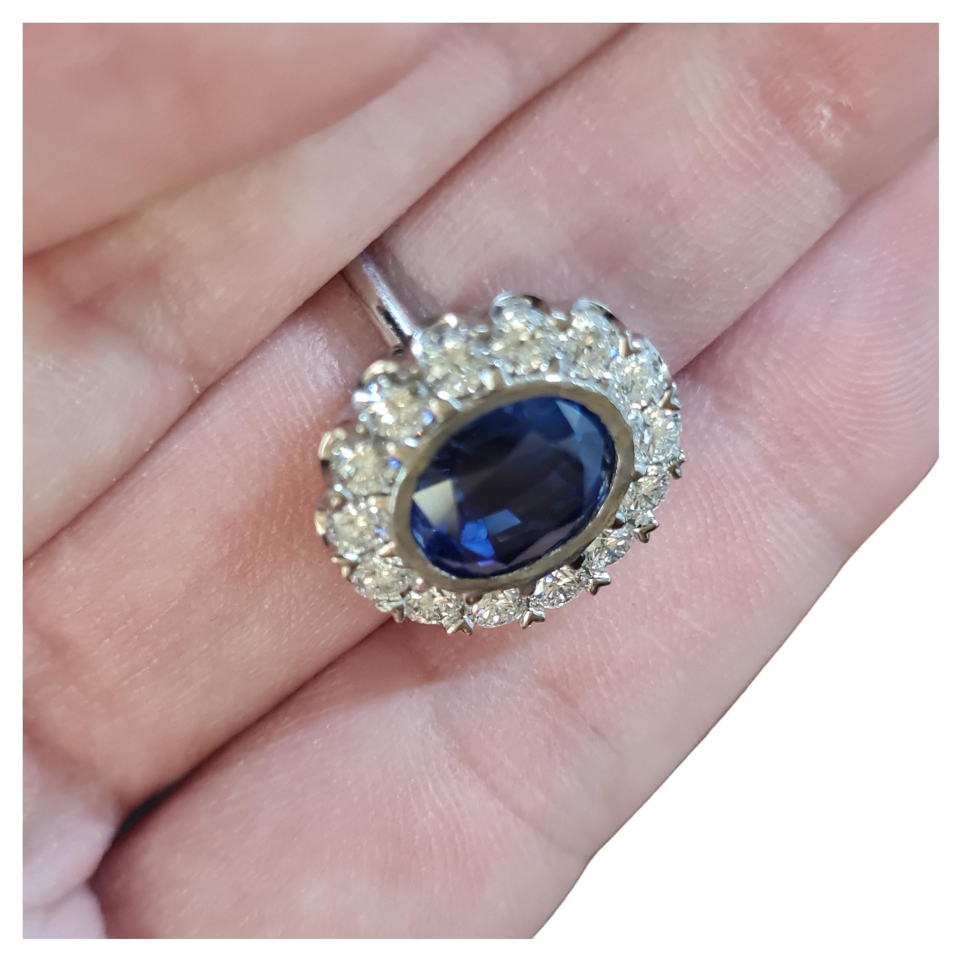 GIA zertifiziert 5,83 CT Saphir Diamant Platin Ring im Angebot 1