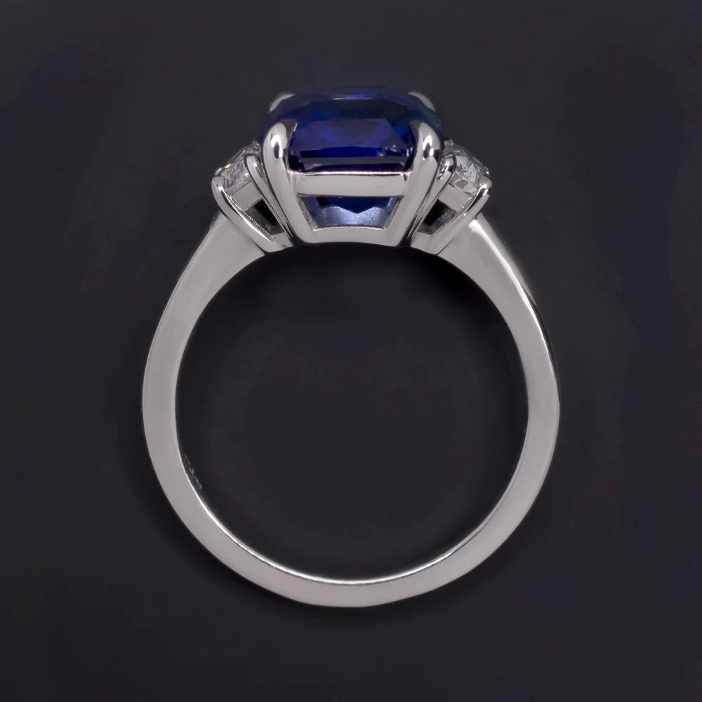 Modern GIA Certified 5.83 Sapphire and Diamond Ring