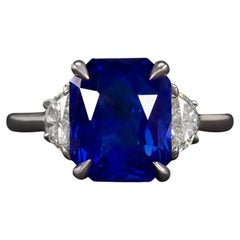 GIA Certified 5.83 Sapphire and Diamond Ring