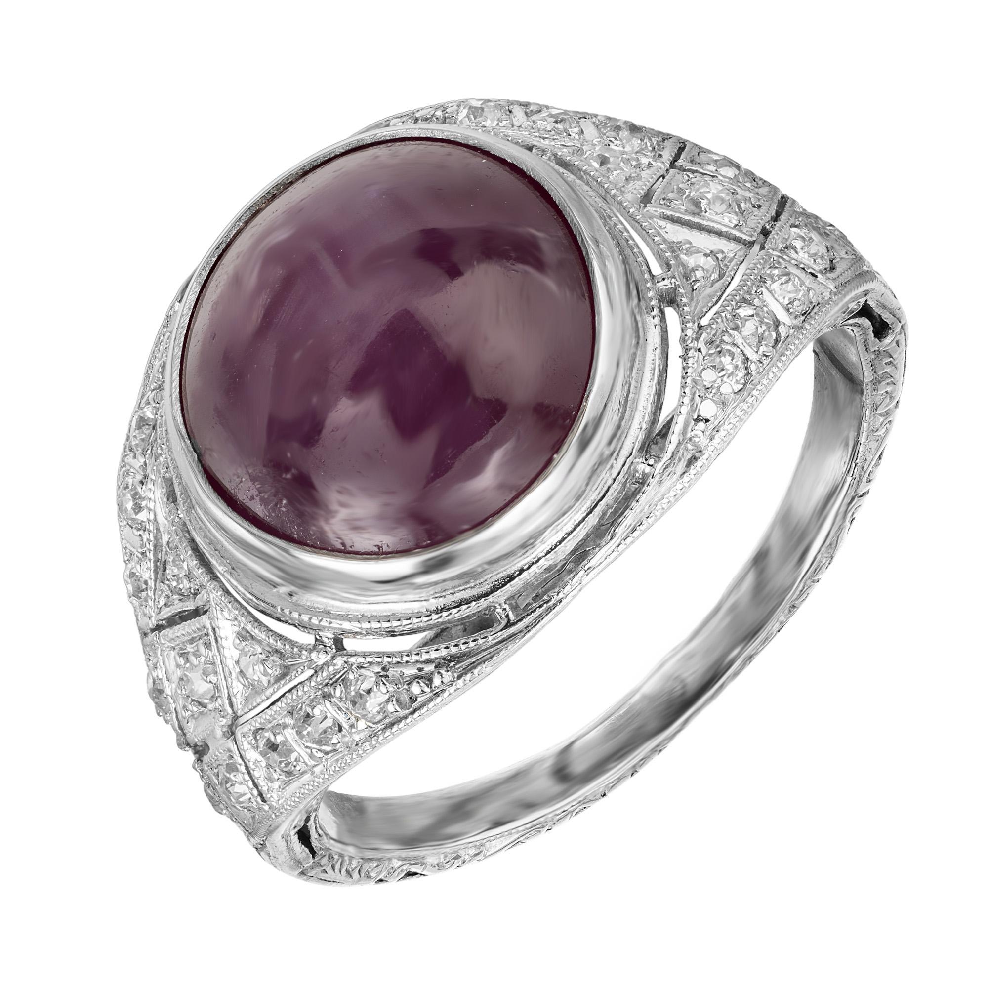 Taille ronde Bague en platine avec diamants et étoile en rubis naturel de 5,85 carats certifié GIA en vente