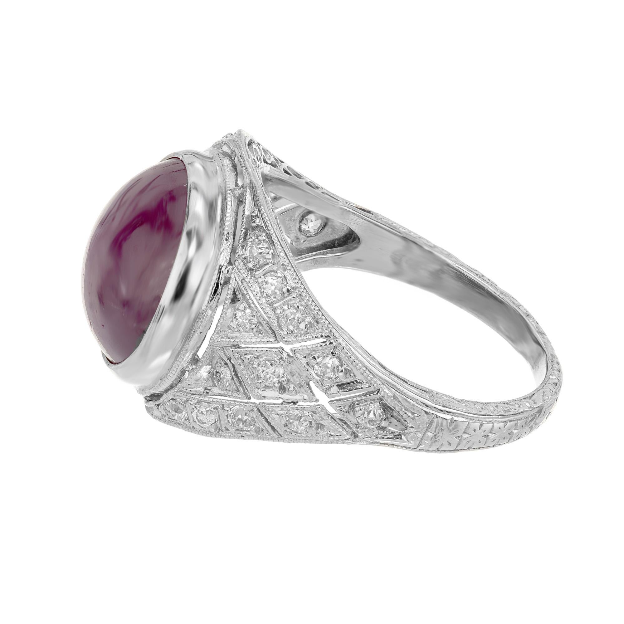Bague en platine avec diamants et étoile en rubis naturel de 5,85 carats certifié GIA en vente 1