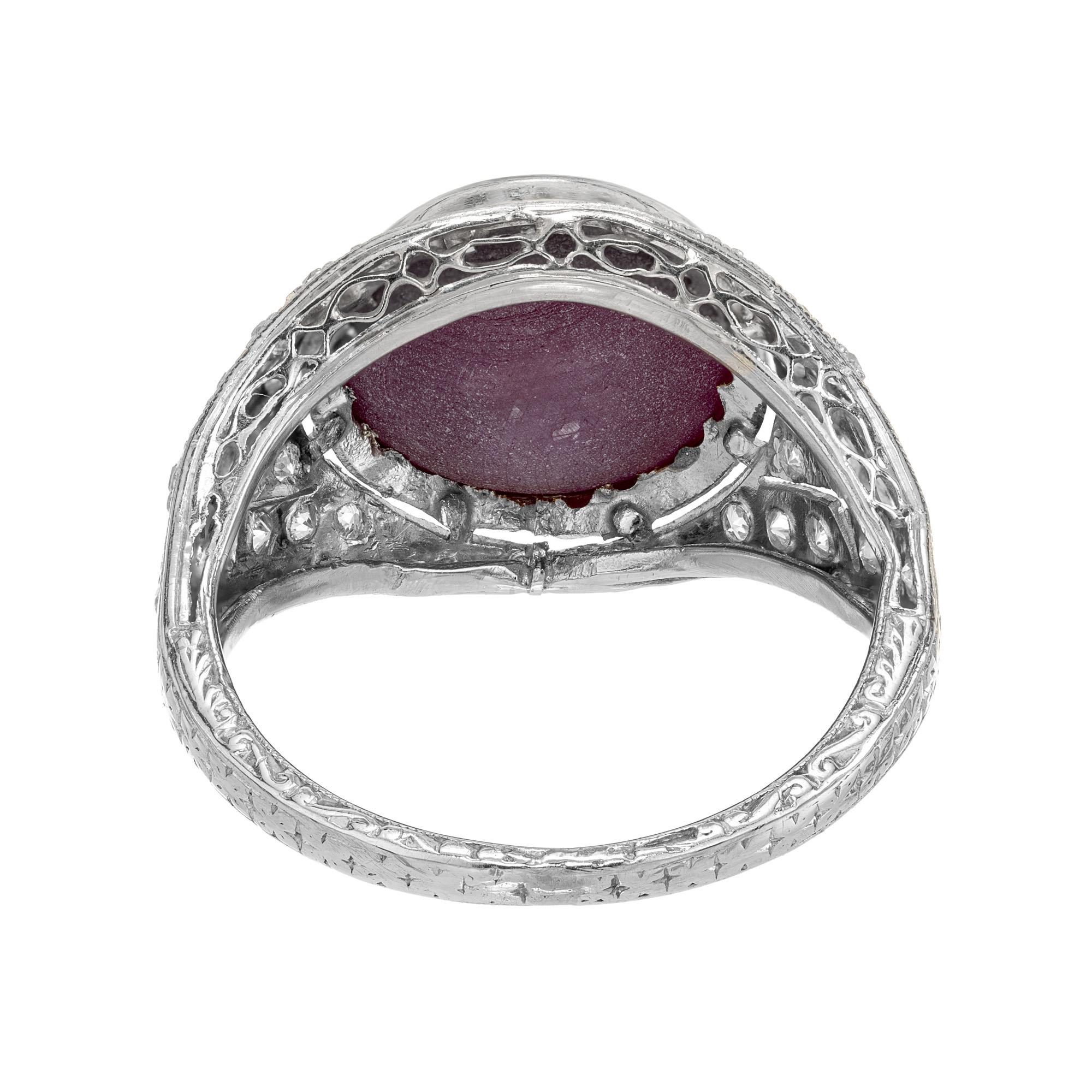 Bague en platine avec diamants et étoile en rubis naturel de 5,85 carats certifié GIA en vente 2