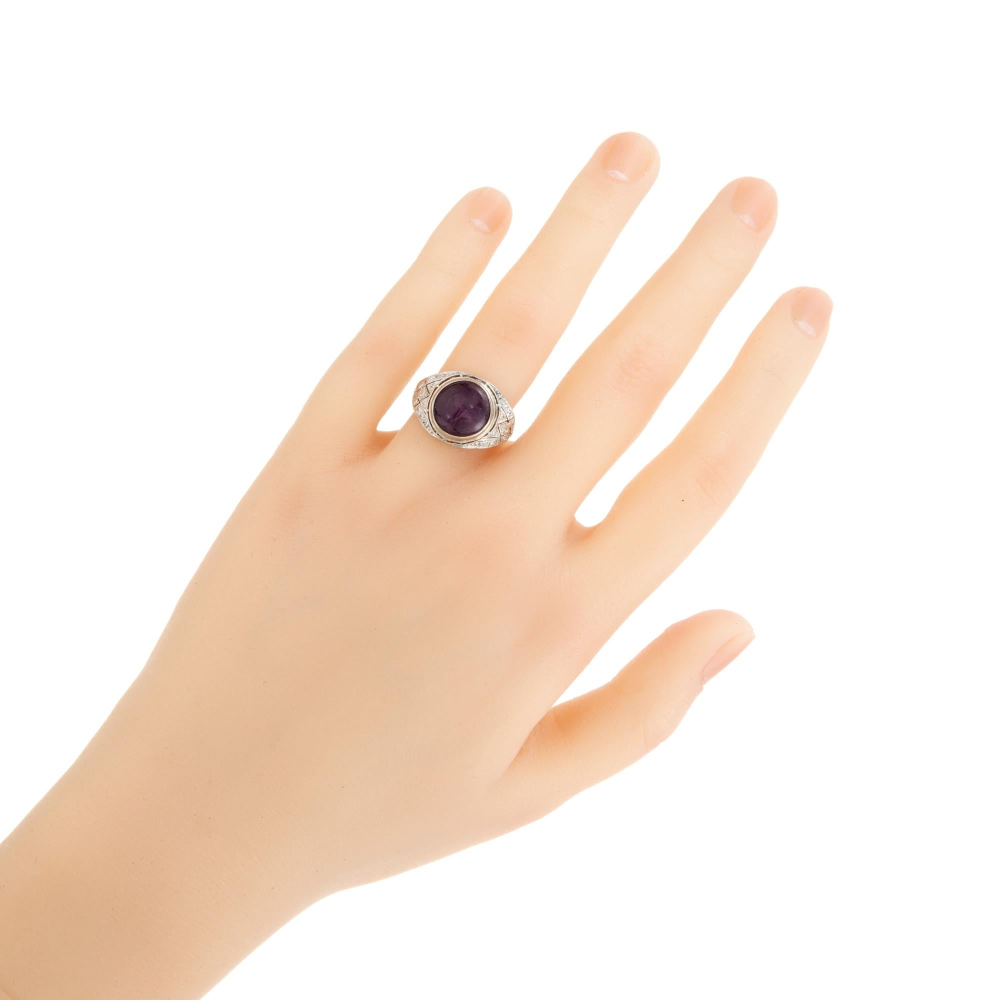 Bague en platine avec diamants et étoile en rubis naturel de 5,85 carats certifié GIA en vente 3