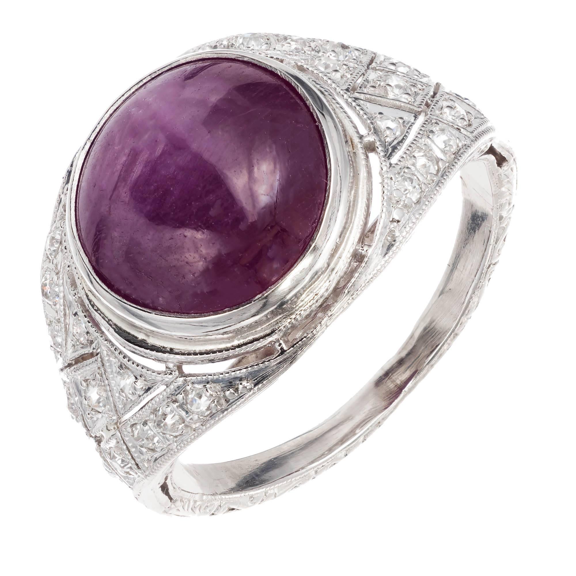 Bague en platine avec diamants et étoile en rubis naturel de 5,85 carats certifié GIA