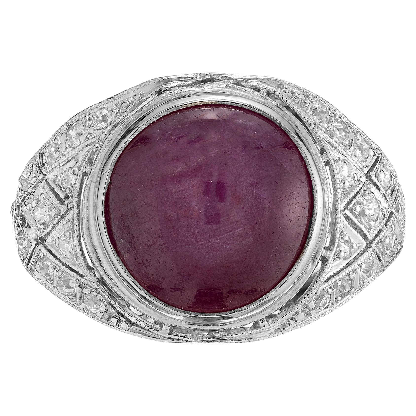 Anello in platino con diamante e rubino naturale da 5,85 carati certificato GIA