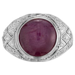 GIA Certified 5.85 Carat Natural Star Ruby Diamond Platinum Ring