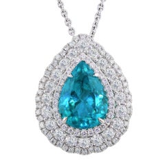 GIA certified 5.86 carat Brazillian Paraiba Tourmaline Necklace set in 18K