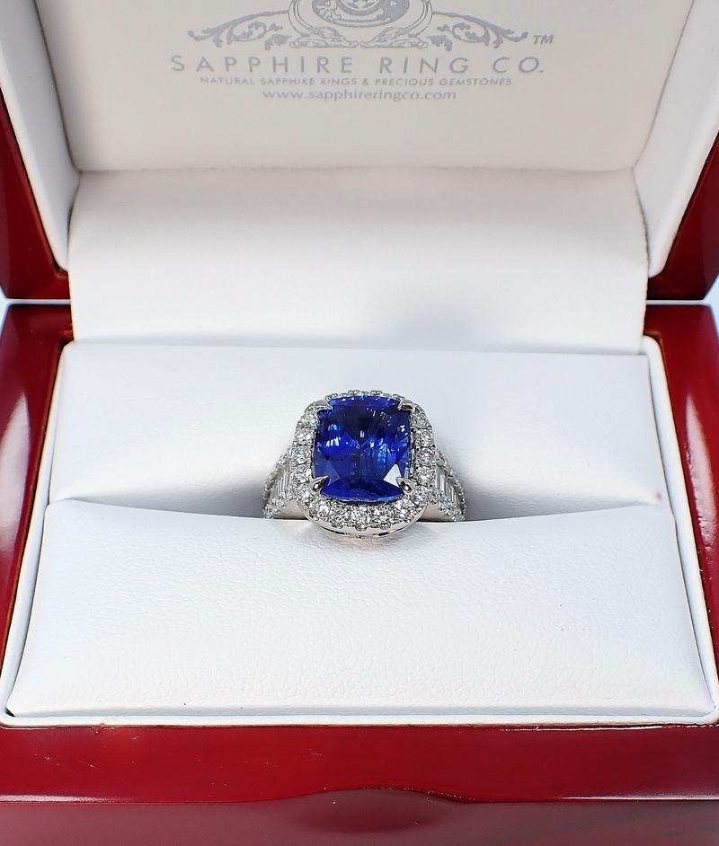 GIA Certified 5.86 ct Platinum Sapphire Ring - Ceylon Perfect Blue Sapphire  For Sale 4