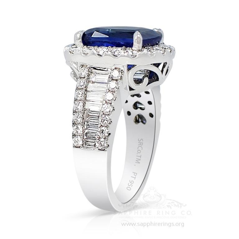 GIA Certified 5.86 ct Platinum Sapphire Ring - Ceylon Perfect Blue Sapphire  In New Condition For Sale In Tampa, FL