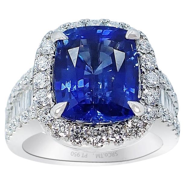 GIA Certified 5.86 ct Platinum Sapphire Ring - Ceylon Perfect Blue Sapphire  For Sale