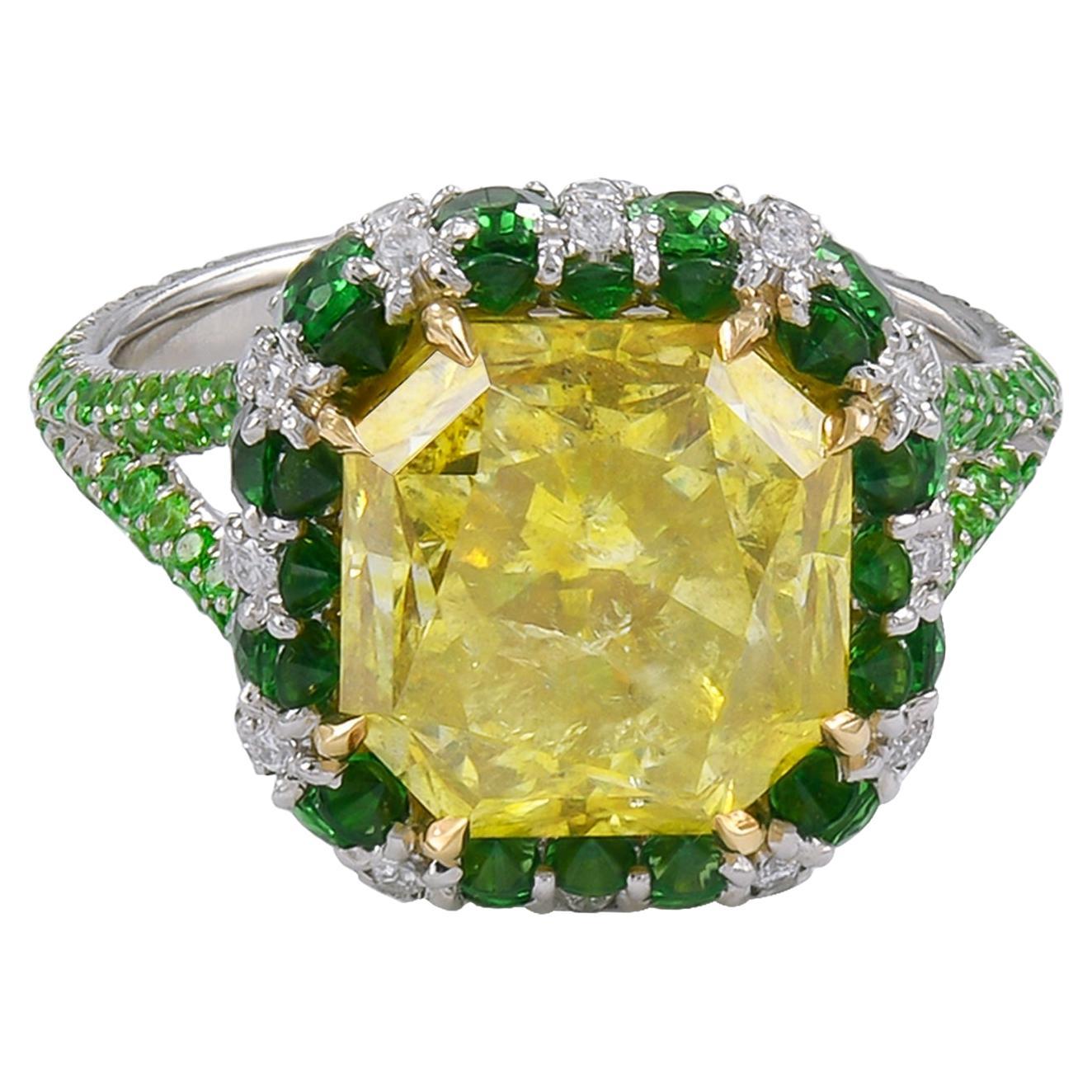 GIA Certified 5.87 Carat Fancy Deep Yellow Diamond Ring