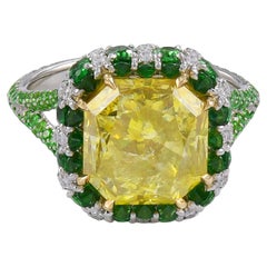 GIA Certified 5.87 Carat Fancy Deep Yellow Diamond Ring