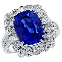 GIA Certified 5.88 Carat No Heat Sapphire
Diamond Ring