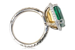 GIA Certified 5.88 Carat Zambian Emerald And Diamond Ring In 18k White Gold