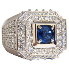 Bague pour homme en diamant saphir naturel certifié GIA 5::89 carats 18 carats Bolt Deco