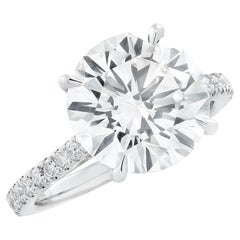 Bague de fiançailles certifiée GIA de 5.89 carats de diamants ronds taillés en brillant