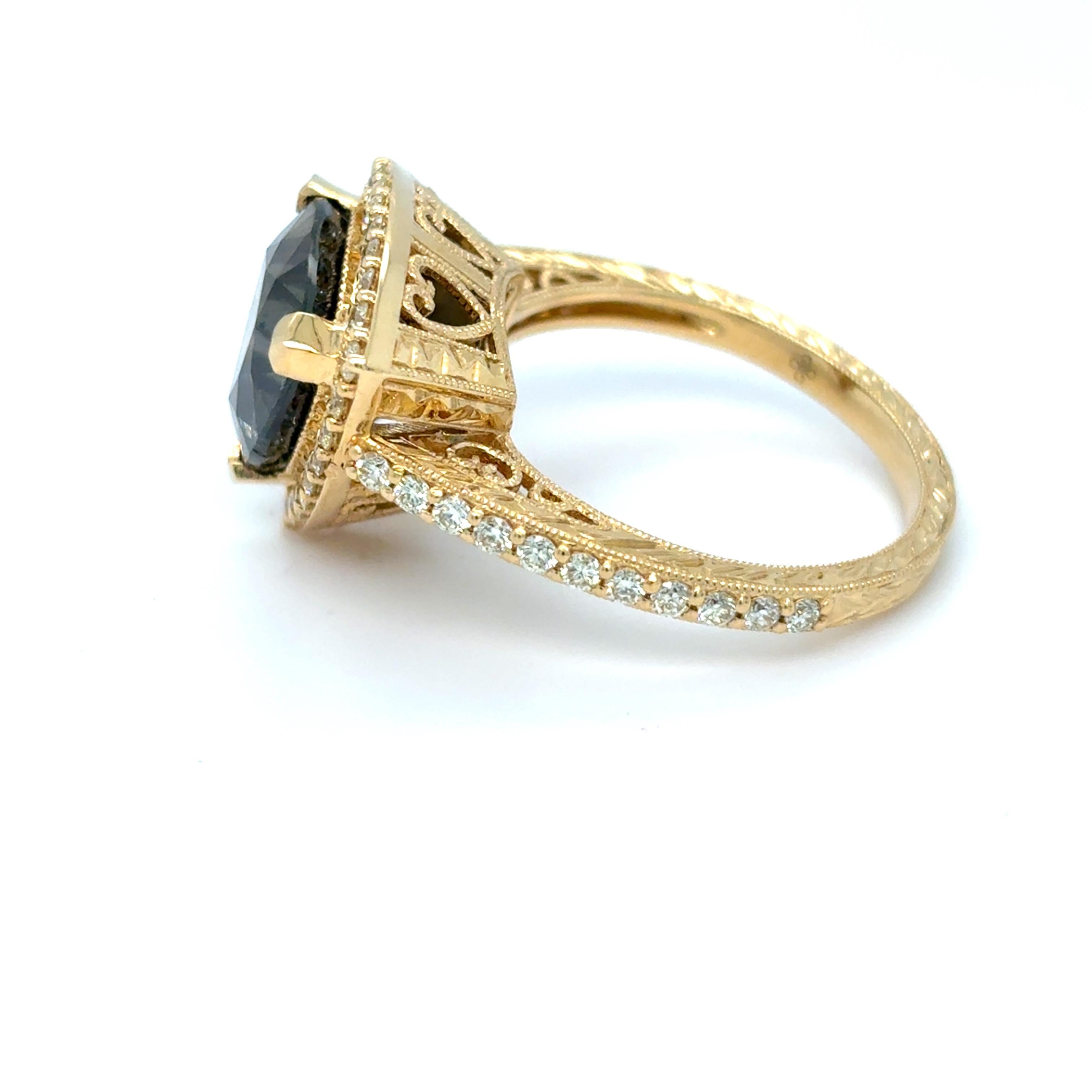 GIA Certified 5.89 Carat Triangular Cut No Heat Green Sapphire Diamond Ring For Sale 6