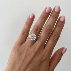 GIA Certified 5.9 Carat Round Diamond Engagement Ring with Pavé Diamonds