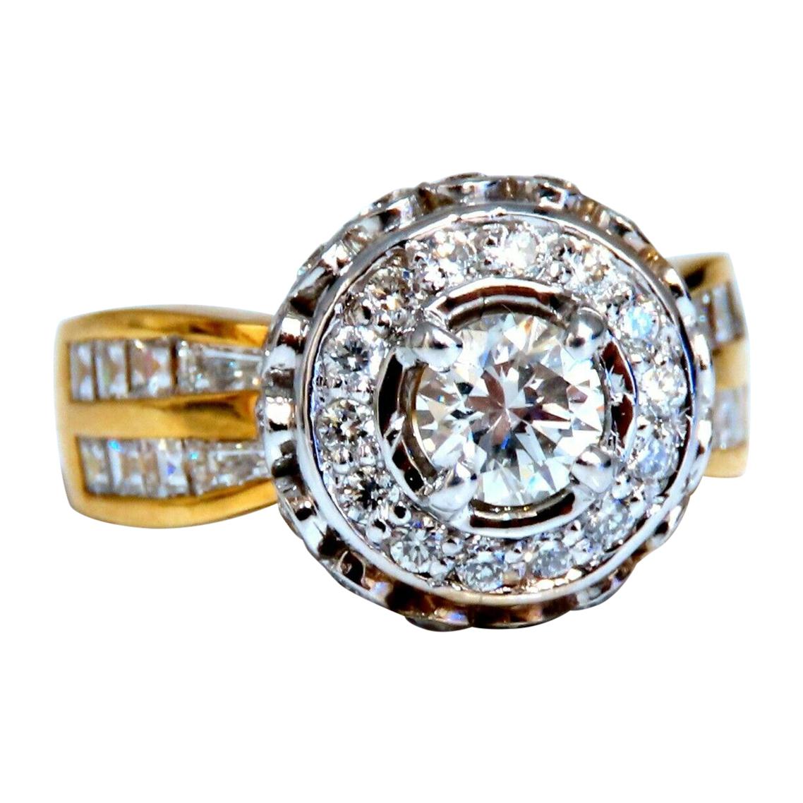 GIA Certified .59 Cart Round Cut Diamond Raised Crown Ring Flush 14 Karat For Sale
