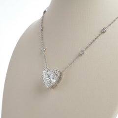 GIA Certified 5.92 Carat Heart Cut Diamond Riviera Platinum Necklace