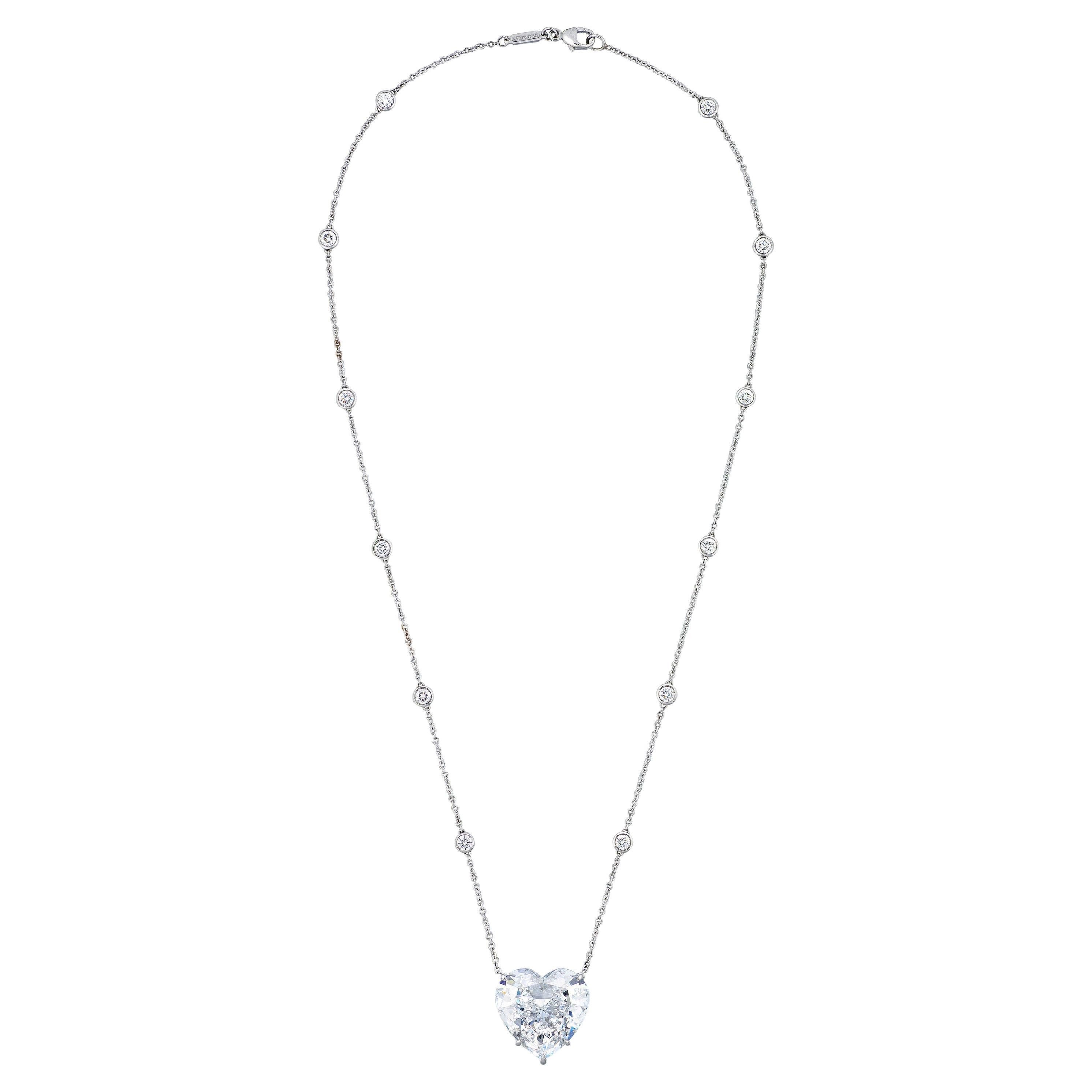 GIA Certified 5.92 Carat Heart Shape Diamond Riviera Platinum Necklace