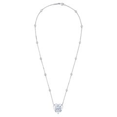 GIA Certified 5.92 Carat Heart Shape Diamond Riviera Platinum Necklace