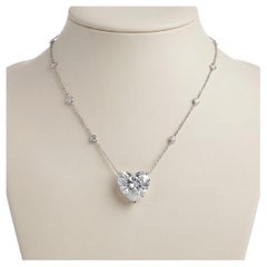 GIA Certified 5.92 Carat Heart Cut Diamond Riviera Platinum Necklace