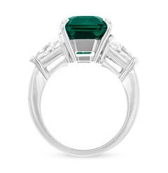 GIA Certified 5.93 Carat Emerald Cut 18K White Gold Diamond Ring