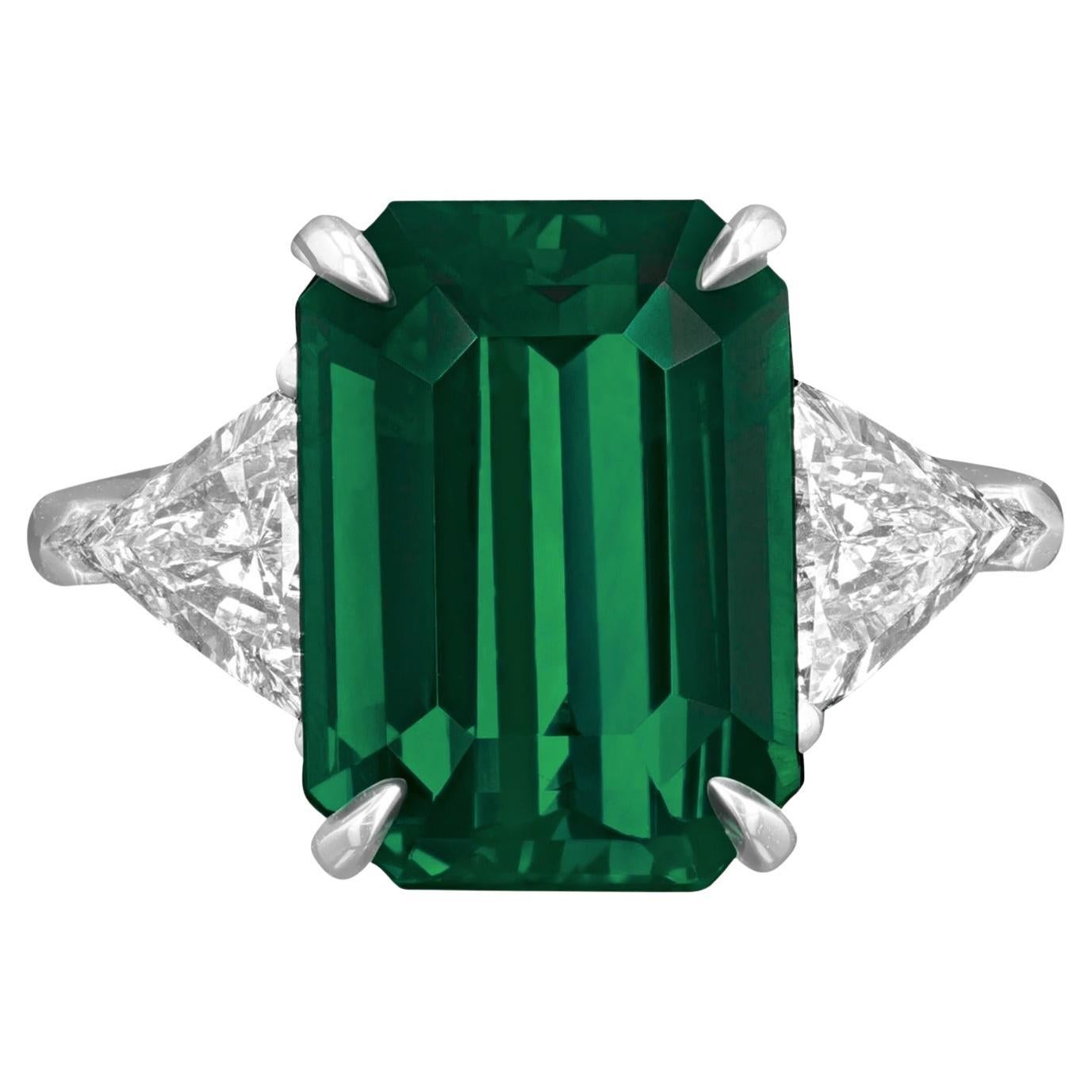 GIA Certified 5.93 Carat Emerald Cut 18K White Gold Diamond Ring