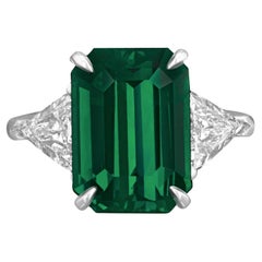 GIA Certified 5.93 Carat Emerald Cut 18K White Gold Diamond Ring