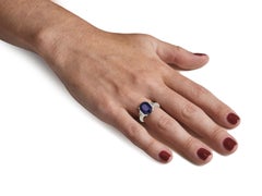 GIA Report Certified 5.93 Carat Royal Blue Oval Sapphire Cocktail Ring