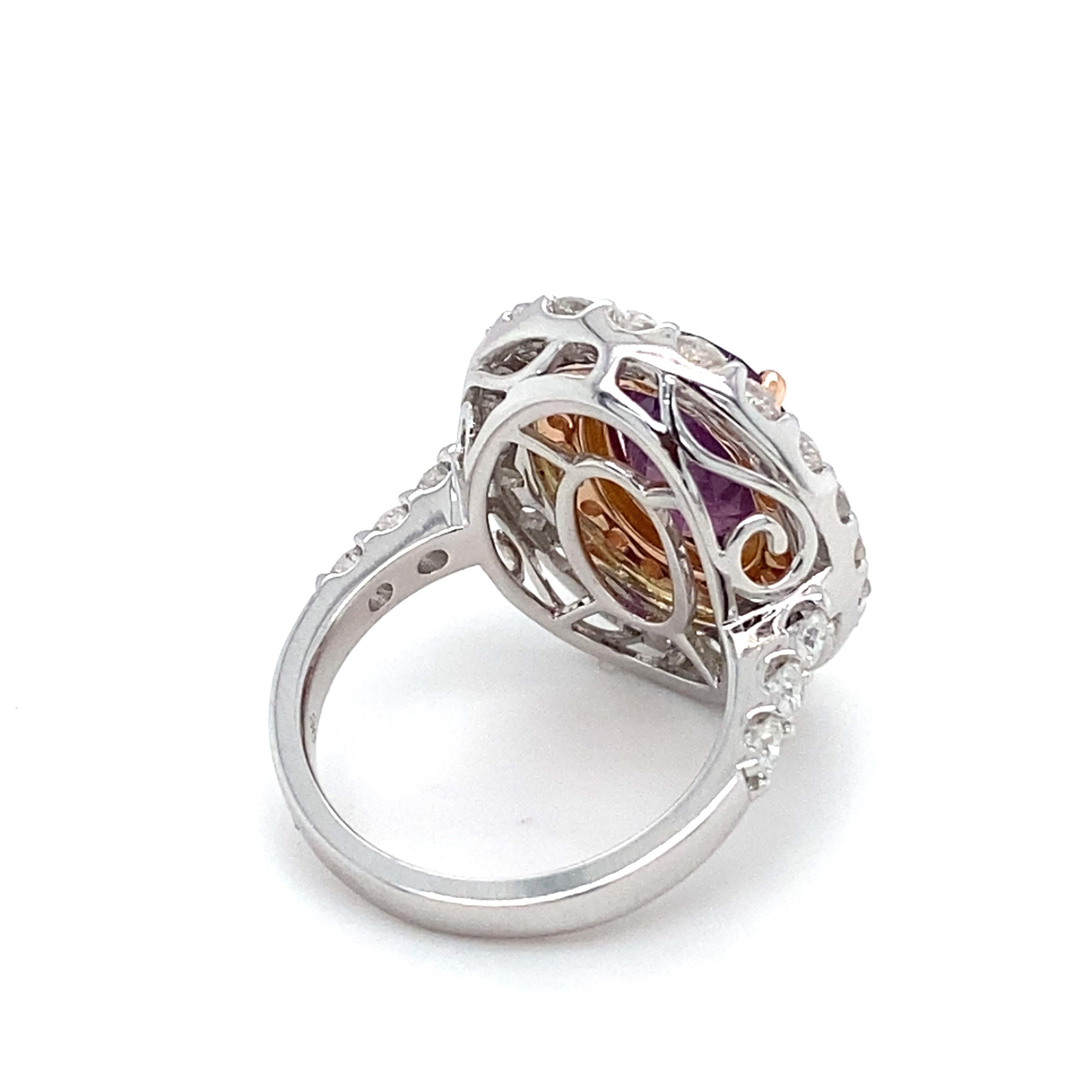 GIA Certified 5.94 Carat No Heat Pink Purple Sapphire Diamond Cocktail Ring For Sale 12