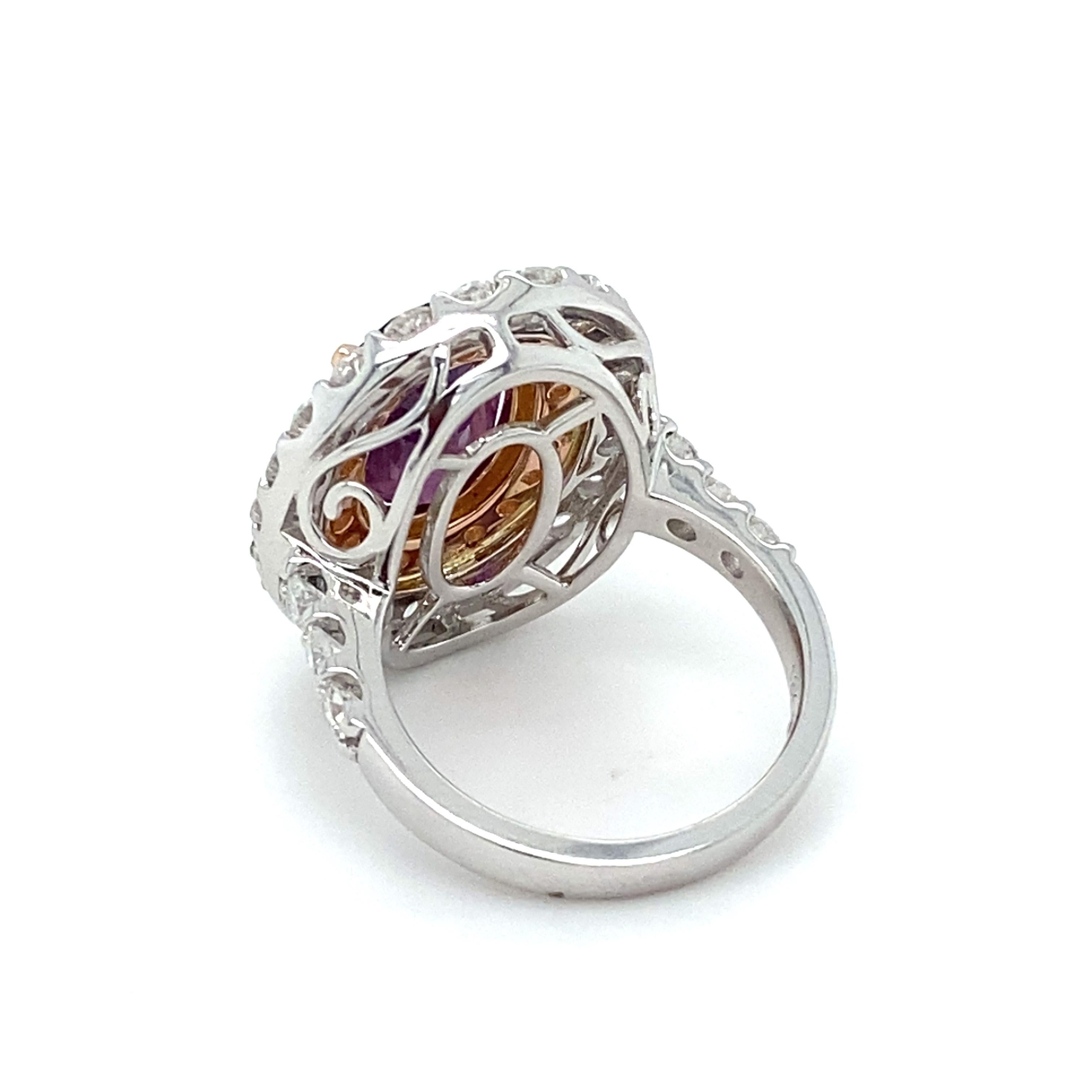 GIA Certified 5.94 Carat No Heat Pink Purple Sapphire Diamond Cocktail Ring For Sale 13