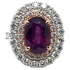 GIA Certified 5.94 Carat No Heat Pink Purple Sapphire Diamond Cocktail Ring