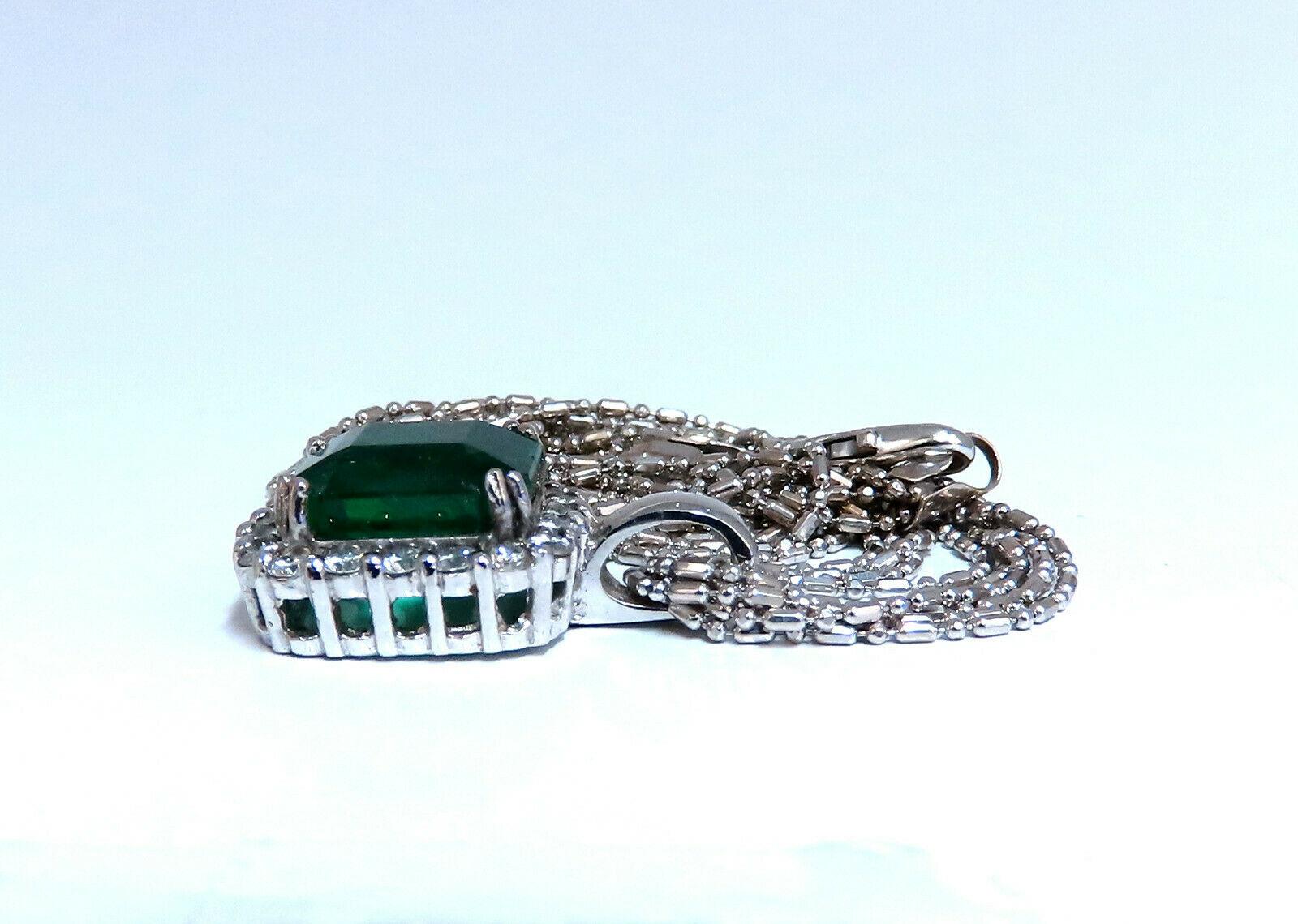 GIA Certified 5.95ct Natural Emerald Diamond Necklace 14kt In New Condition For Sale In New York, NY