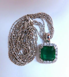 GIA Certified 5.95ct Natural Emerald Diamond Necklace 14kt