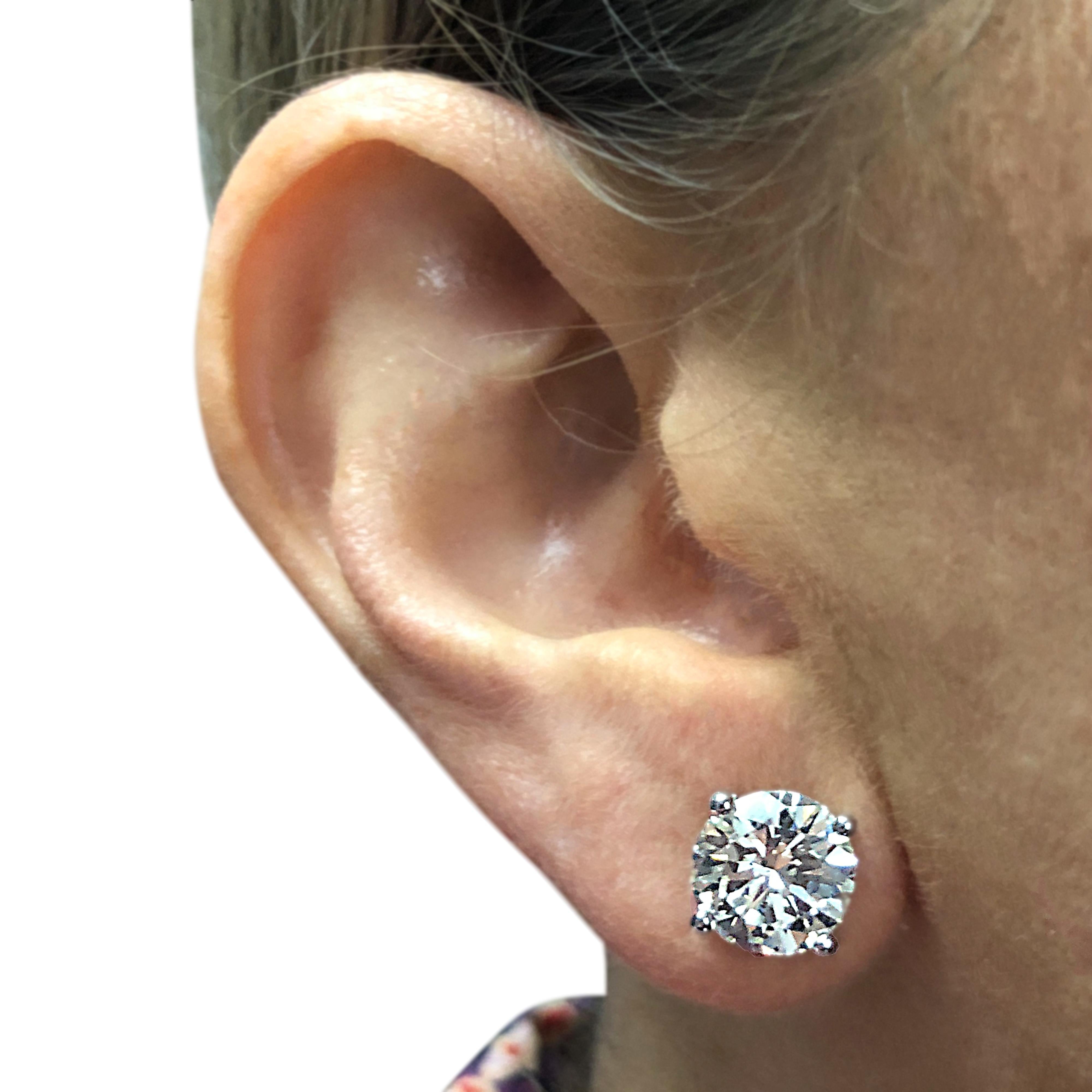 Round Cut Vivid Diamonds Certified 5.96 Carat Diamond Solitaire Stud Earrings