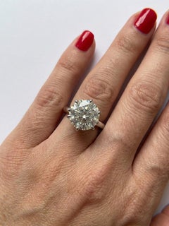 GIA Certified 5ct Round Brilliant Cut Diamond Ring, Platinum Setting