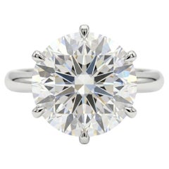 GIA Certified 5ct Round Brilliant Cut Diamond Ring, Platinum Setting