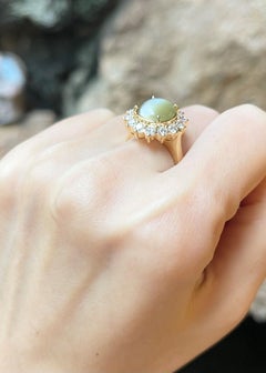 GIA Certified 5cts Chrysoberyl Cat's Eye with Diamond Ring set in 18K Gold